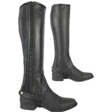 AK New Unisex Side Zip with Stretch Panel Full Grain Leather Equestrian Horse Riding Half Chaps AKRS-1022 (Black 2XL)