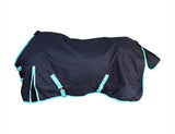 Tech Equestrian 1200 Denier Horse RAIN Sheet (Waterproof/Breathable & Wind Proof Turnout Sheet) Horse Breathable RAINSHEET (Black-Turquoise 72)