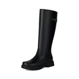 Womens Retro British-Style Leather Belt-Buckle Riding Boots