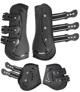 HackFond Horse Tendon Boots Fetlock Boots & Open Front Boots for Jumping Set of 4 Horse Protection Leg Guard Black Horse Size Large