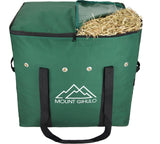 MOUNT GIHULO Hay Bag for Horses - 900D Polyester Horse Hay Bag Hay Storage Bag - Carry Handles PVC Waterproofing 2-String Bale (Hunter Green Small)
