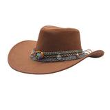 Ethnic Style Denim Top Hat Curling Felt Cap Horse Riding Hat