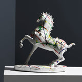 Nordic Art Ceramic Camouflage High-End Horse Ornaments
