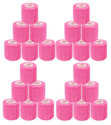 2 Inch Vet Wrap Tape Bulk (Neon Pink) (Pack of 24) Self Adhesive Adherent Adhering Flex Bandage Rap Grip Roll for Dog Cat Pet Horse