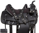 Acerugs 14 15 16 17 18 Western Horse Saddle Synthetic Light Weight Cordura TACK Pleasure Trail Comfy Padded SEAT (Black Plain SQHB 16")