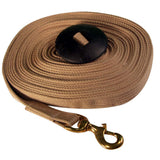 Intrepid International Horse Lunge Line - Horse Lunge Rope Durable Cotton Lunge Line for Horse Training Equipment with Rubber Stop Adjustable Length Training Rope Brown 35 Feet