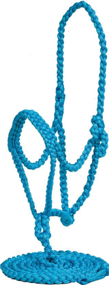 Mustang Flat Plaited Noseband Halter for Horses | Durable Soft Brushed Nylon Plaited Horse Halter with Matching 10ft Lead Rope Turquoise